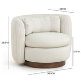 Nura Cream Vegan Mohair Swivel Accent Chair