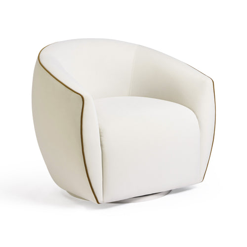 Jordan Contrast Piping Velvet Swivel Chair