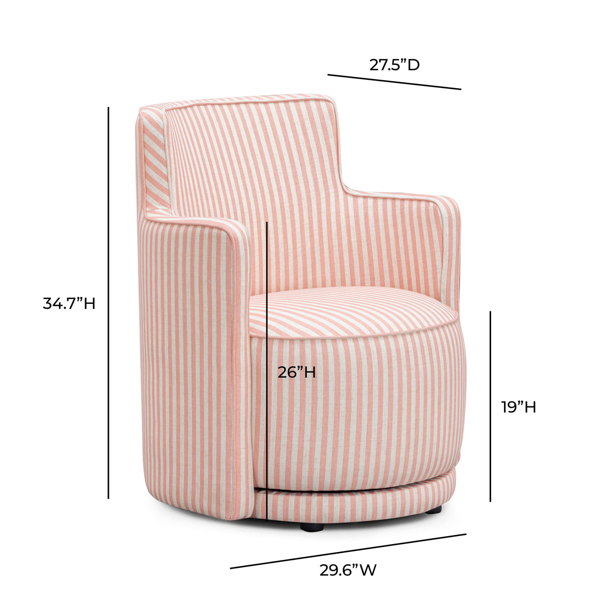 Passe Striped Linen Swivel Accent Chair - View 14