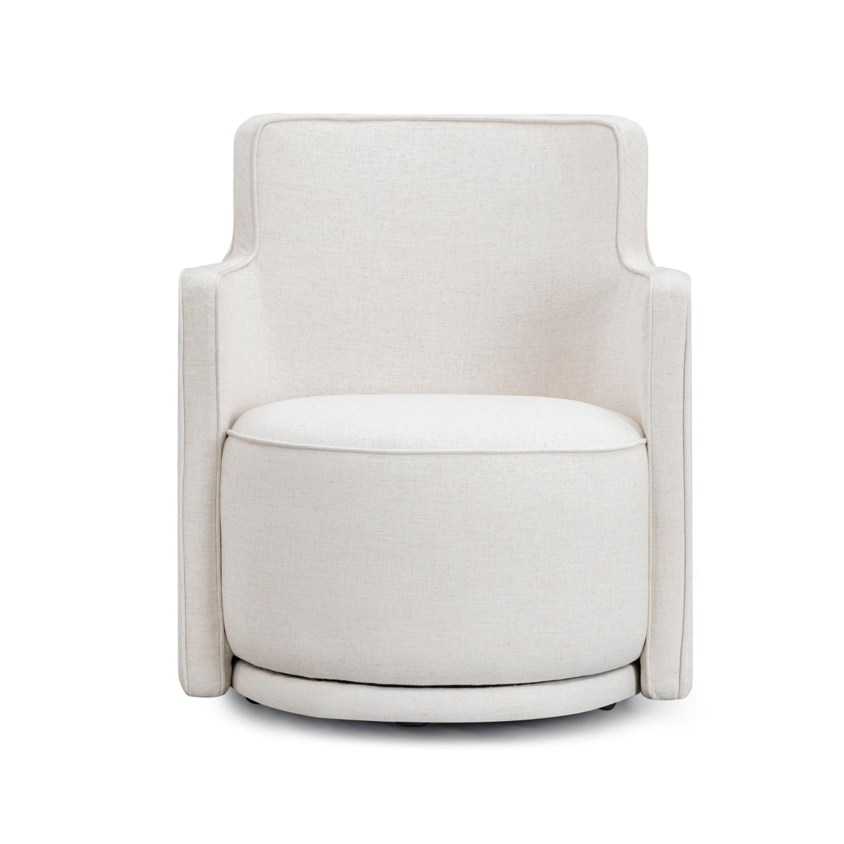 Passe Cream Upcycled Performance Linen Swivel Accent Chair - View 3