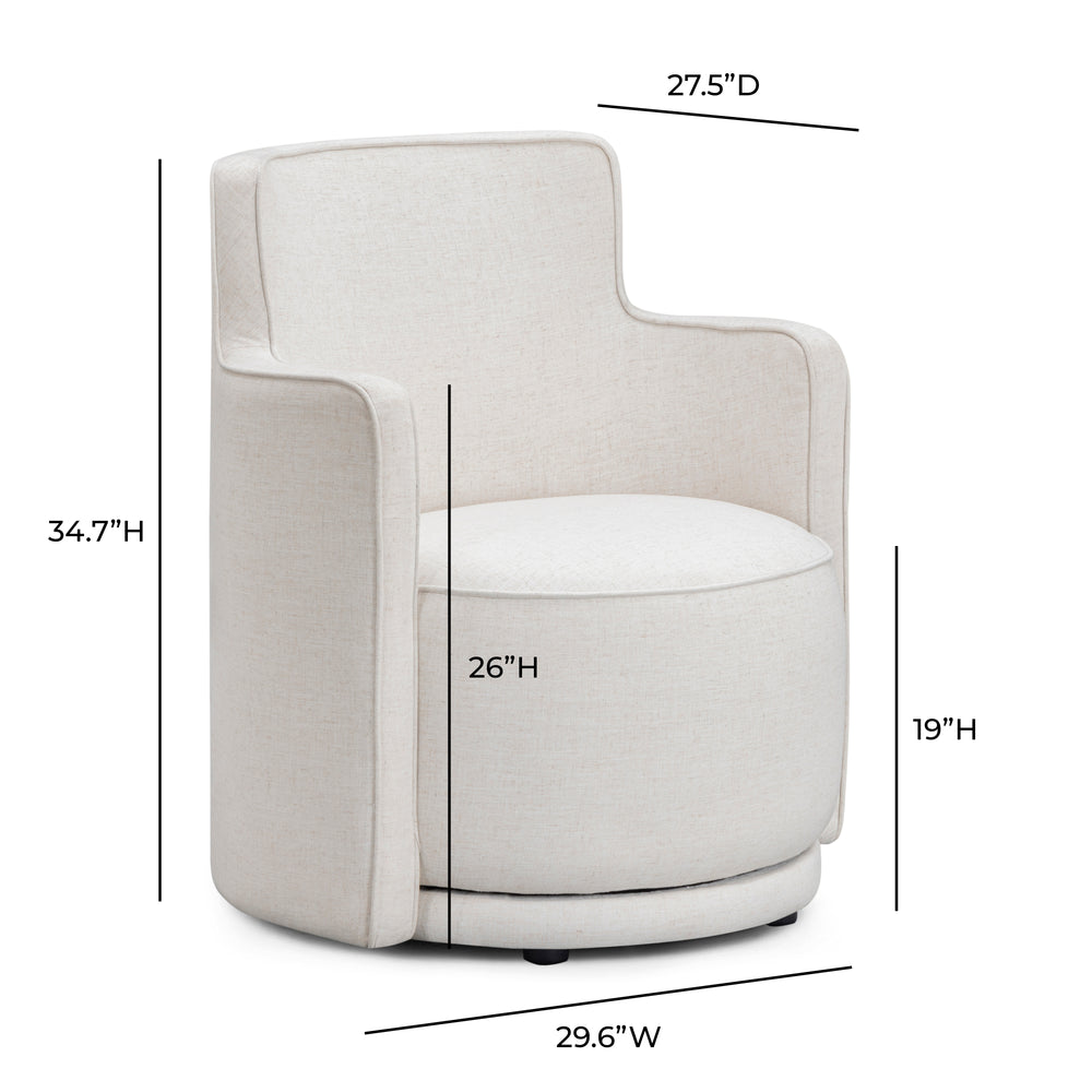 Passe Cream Upcycled Performance Linen Swivel Accent Chair dimensions