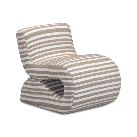 Senna Taupe Organic Stripes Contract-Grade Jacquard Fabric Accent Chair - View 1