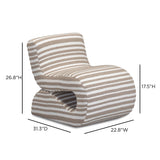 Senna Taupe Organic Stripes Contract-Grade Jacquard Fabric Accent Chair - View 8