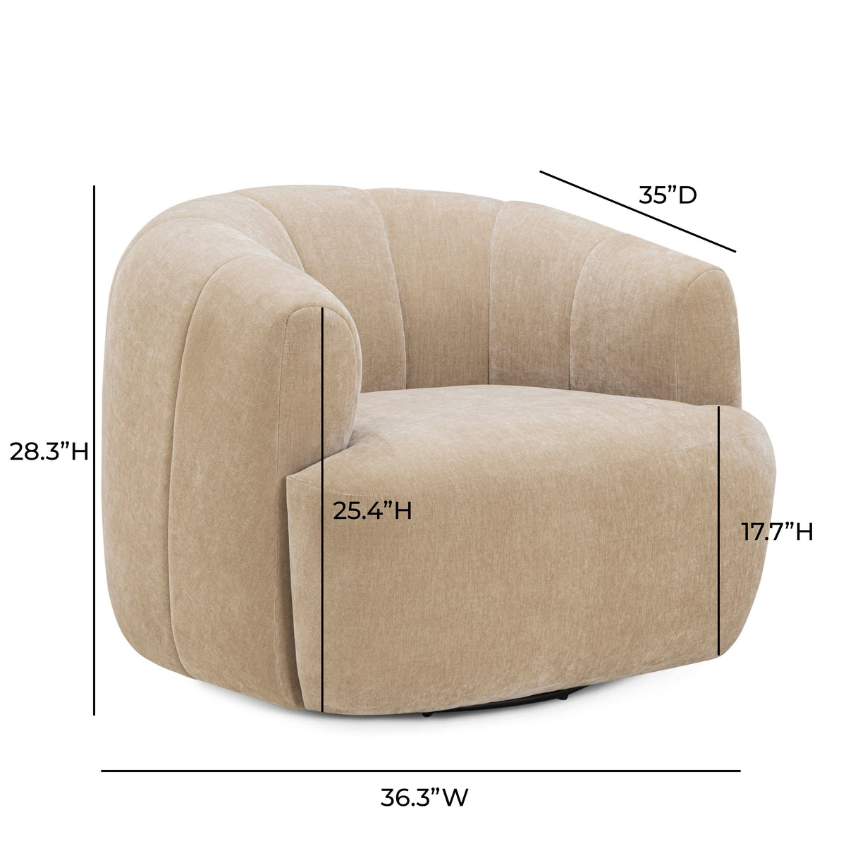 Jasmine Upcycled Contract-Grade Basketweave Fabric Swivel Accent Chair - View 7