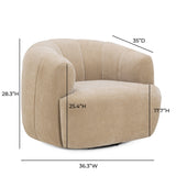 Jasmine Upcycled Contract-Grade Basketweave Fabric Swivel Accent Chair - View 7