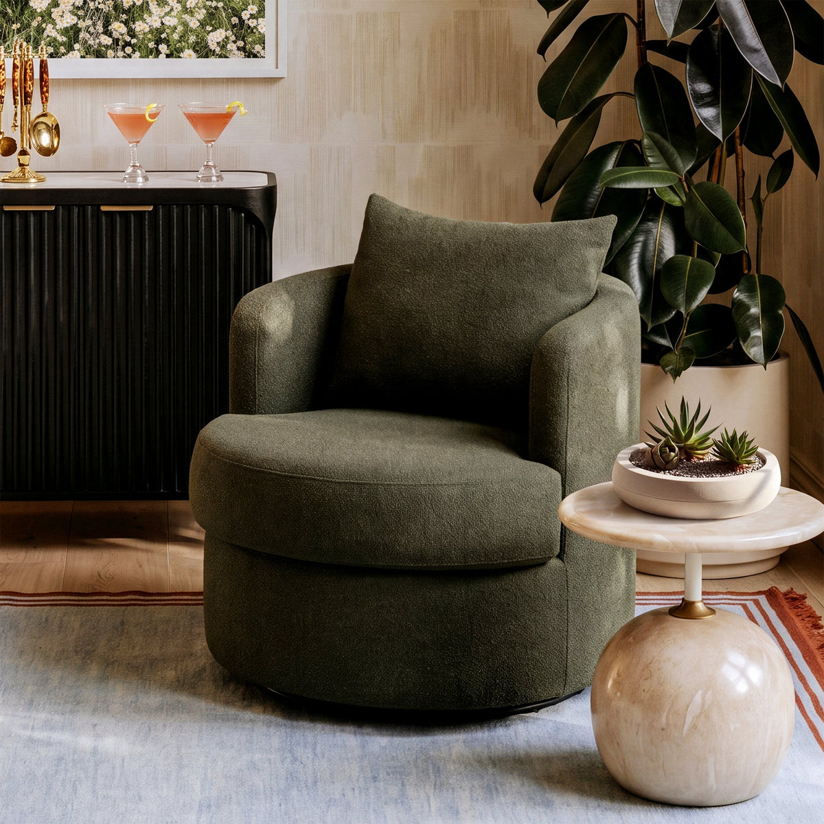 Silvi Performance Boucle Swivel Accent Chair - View 10