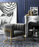 Magnolia Velvet Accent Chair with Gold Base