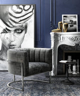 Magnolia Velvet Accent Chair with Silver Base