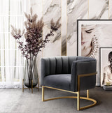 Magnolia Velvet Accent Chair with Gold Base