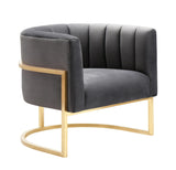 Magnolia Velvet Accent Chair with Gold Base