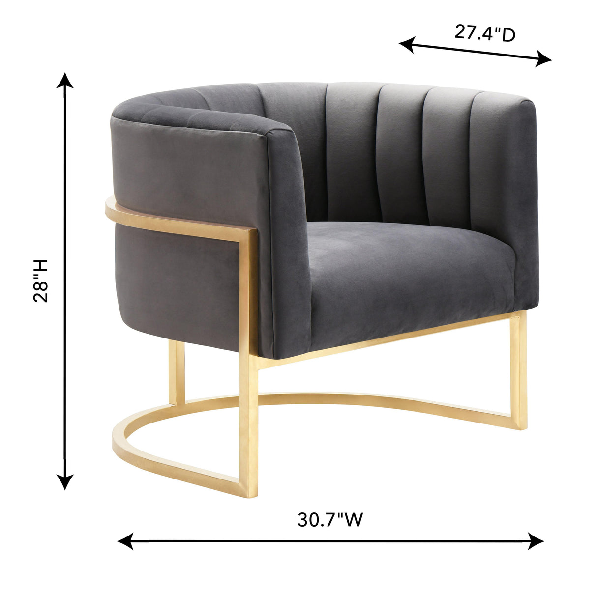 Magnolia Velvet Accent Chair with Gold Base
