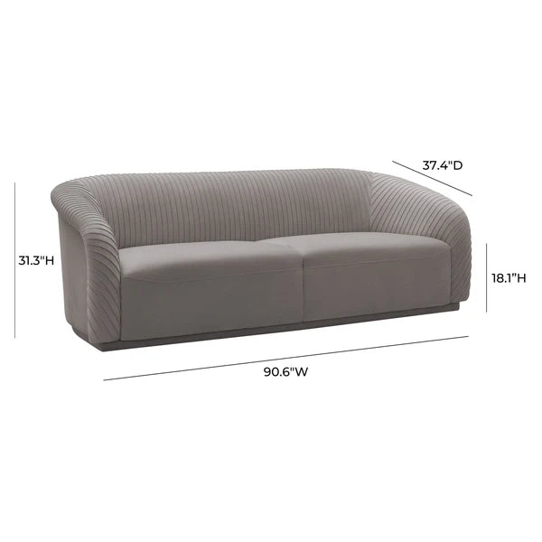 Yara Pleated Beige Velvet Sofa
