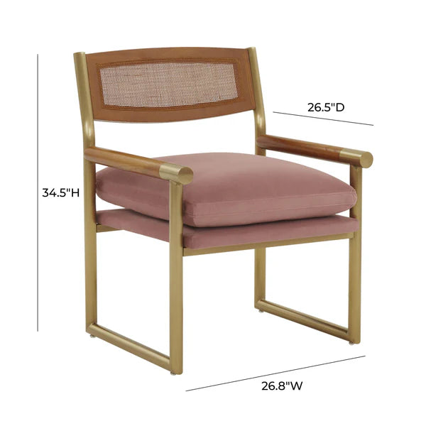 Harlow Rattan Velvet Chair dimensions