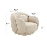 Misty Boucle Accent Chair Tan three-quarter profile with accent cushion