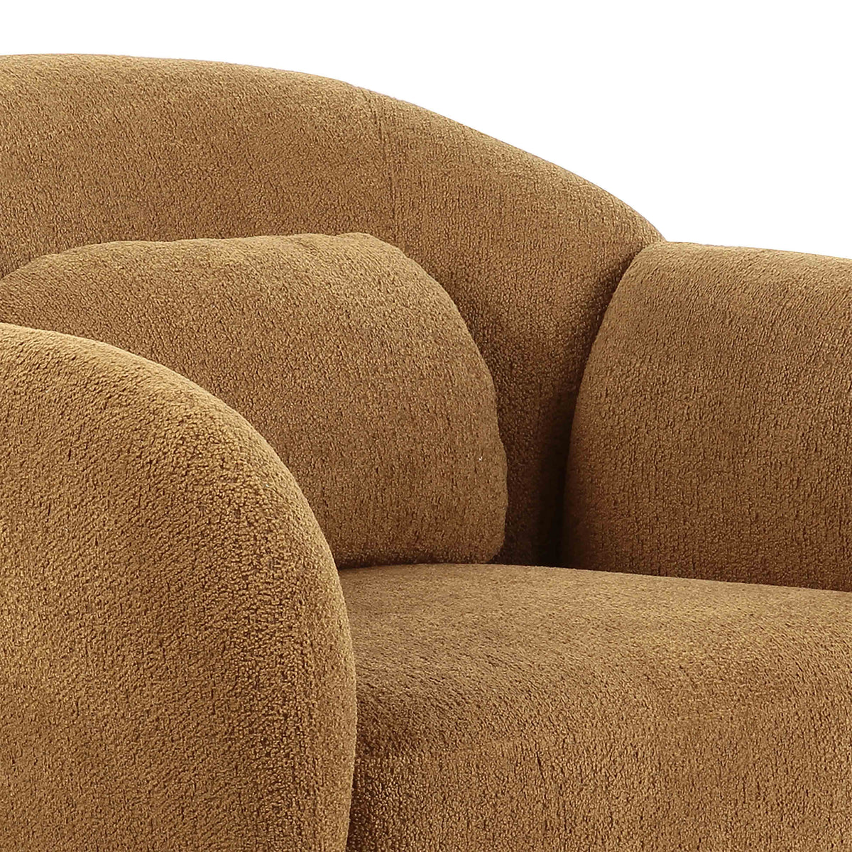 Misty Boucle Accent Chair with decorative pill pillow top view