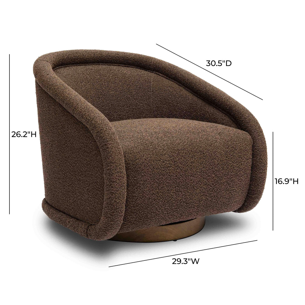 Rory Chocolate Brown Boucle Swivel Chair dimensions