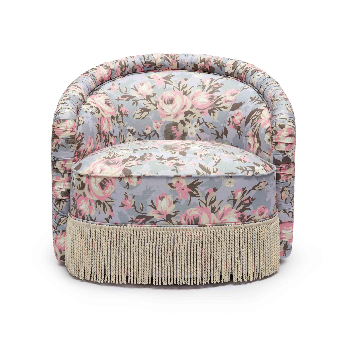 Pamela Spring Floral Print Tasseled Lounge Chair