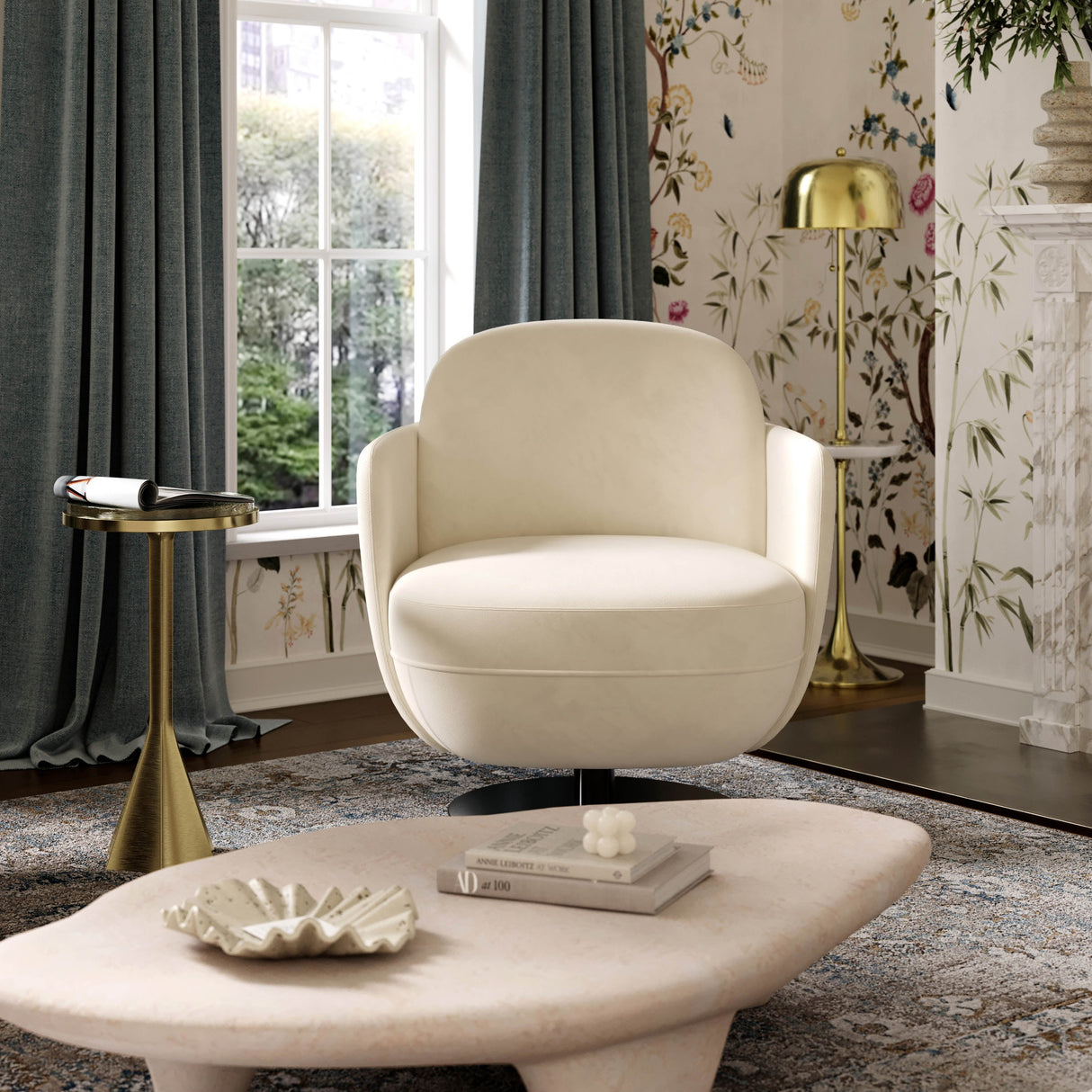 Solange Velvet Swivel Chair