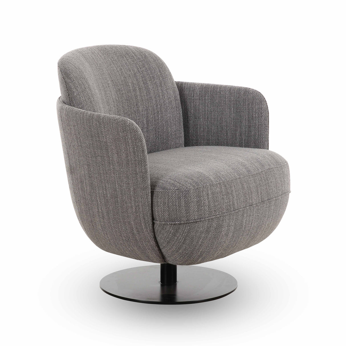 Solange Grey Textured Weave Swivel Chair