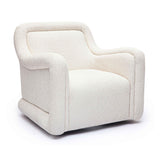 Charli Cream Basketweave Chenille Swivel Chair