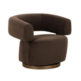 River Chocolate Brown Performance Velvet Swivel Accent Chair
