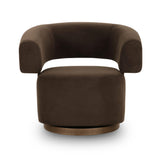 River Chocolate Brown Performance Velvet Swivel Accent Chair