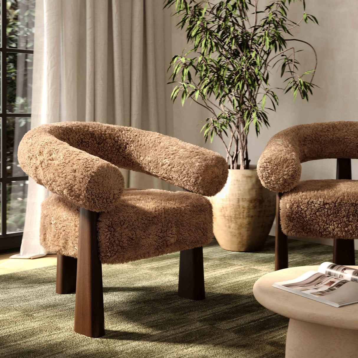 Spara Straight Vegan Shearling Accent Chair