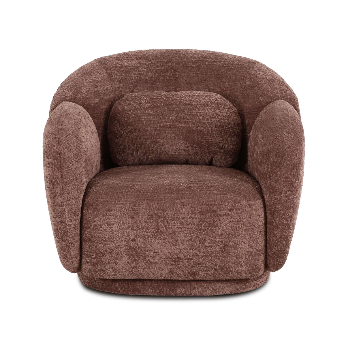 Misty Boucle Accent Chair in cream angled side view with pillow