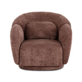 Misty Boucle Accent Chair in cream angled side view with pillow
