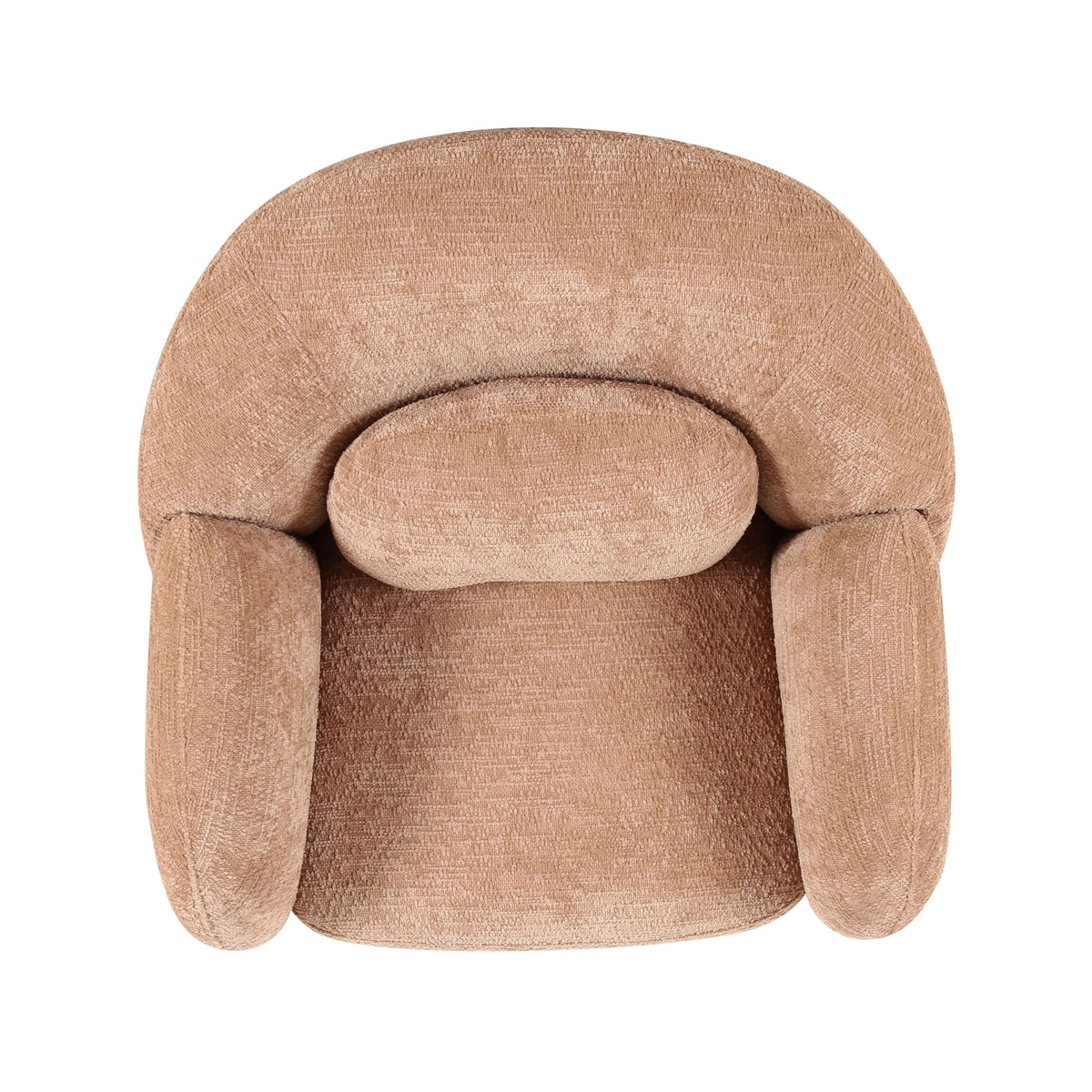 Coordinating pill-shaped accent pillow on Misty cream accent chair