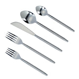 Ribbed Silver Stainless Steel Flatware - Set of 5 Pieces - Service For 1