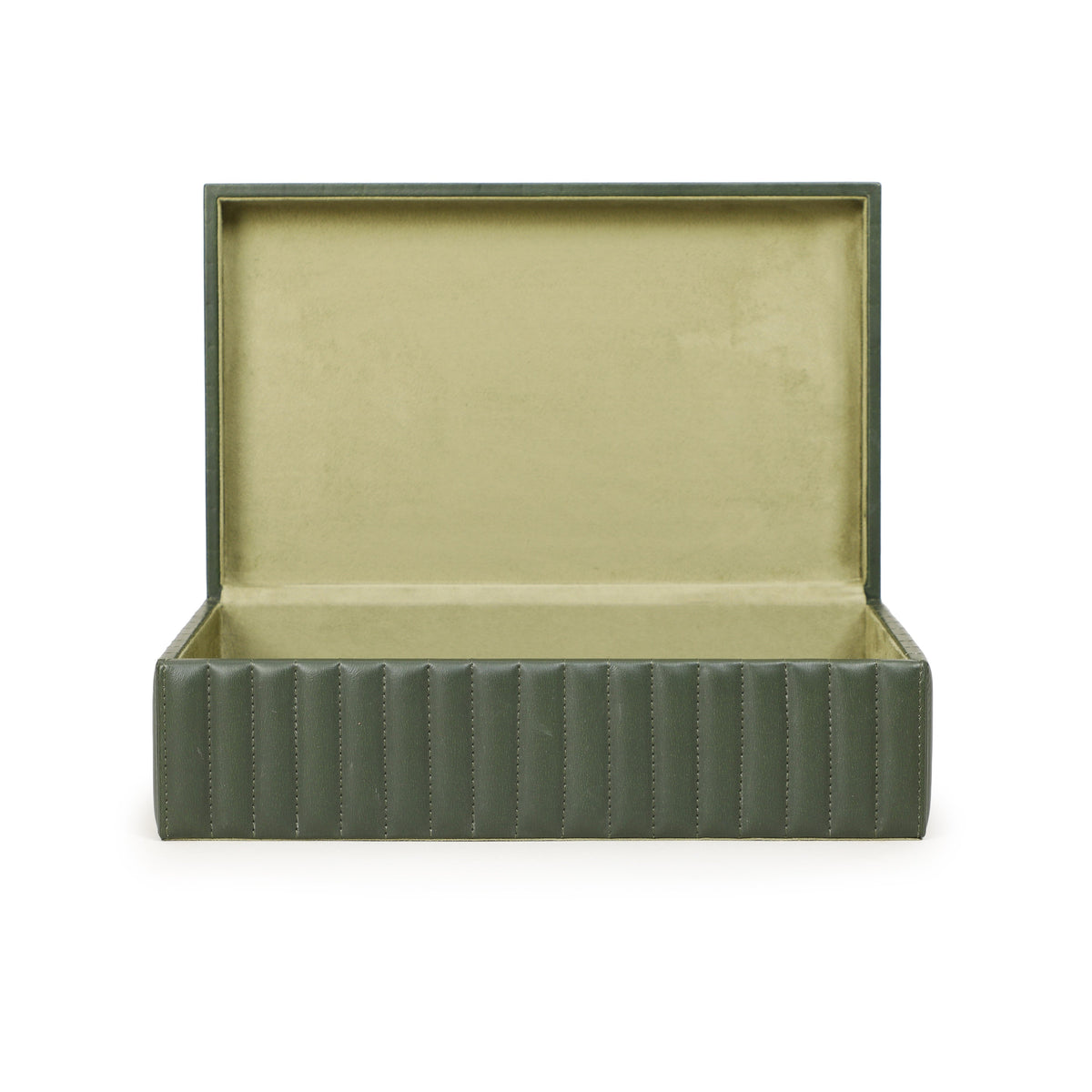 Eton Ribbed Green Vegan Leather Contract-Grade Storage Box - View 4