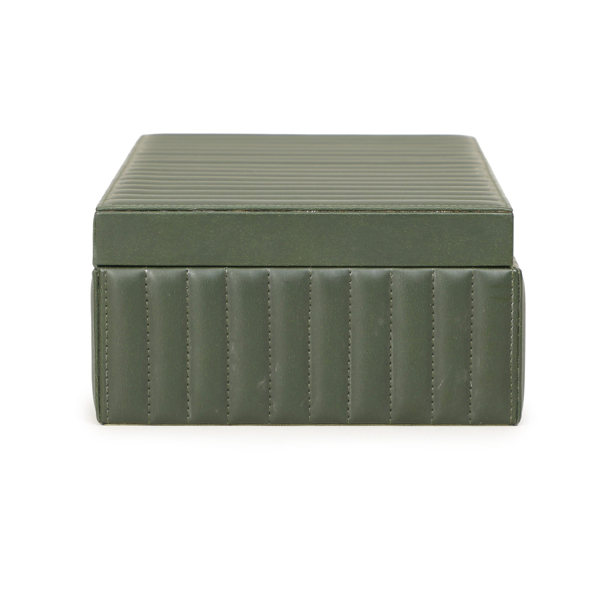 Eton Ribbed Green Vegan Leather Contract-Grade Storage Box - View 6