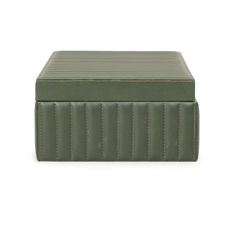 Eton Ribbed Green Vegan Leather Contract-Grade Storage Box - View 6