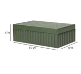 Eton Ribbed Green Vegan Leather Contract-Grade Storage Box - View 9