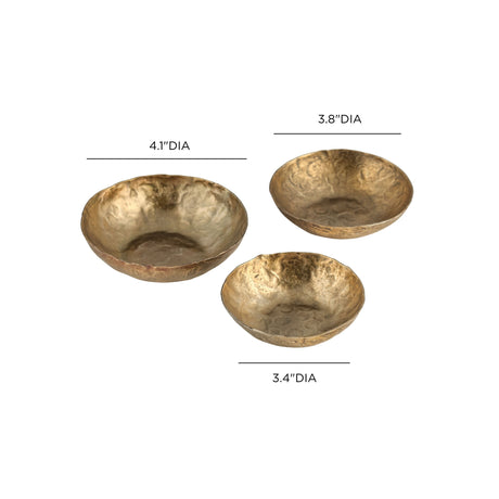 Shah Antique Brass Hammered Iron Catchall Round Bowls - Set of 3 - View 6
