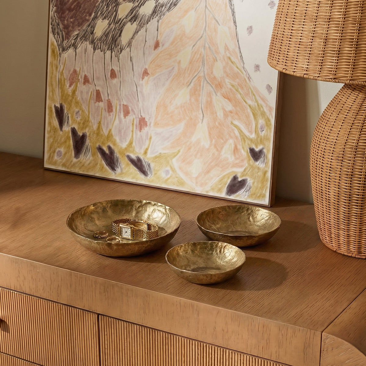 Shah Antique Brass Hammered Iron Catchall Round Bowls - Set of 3 - View 2