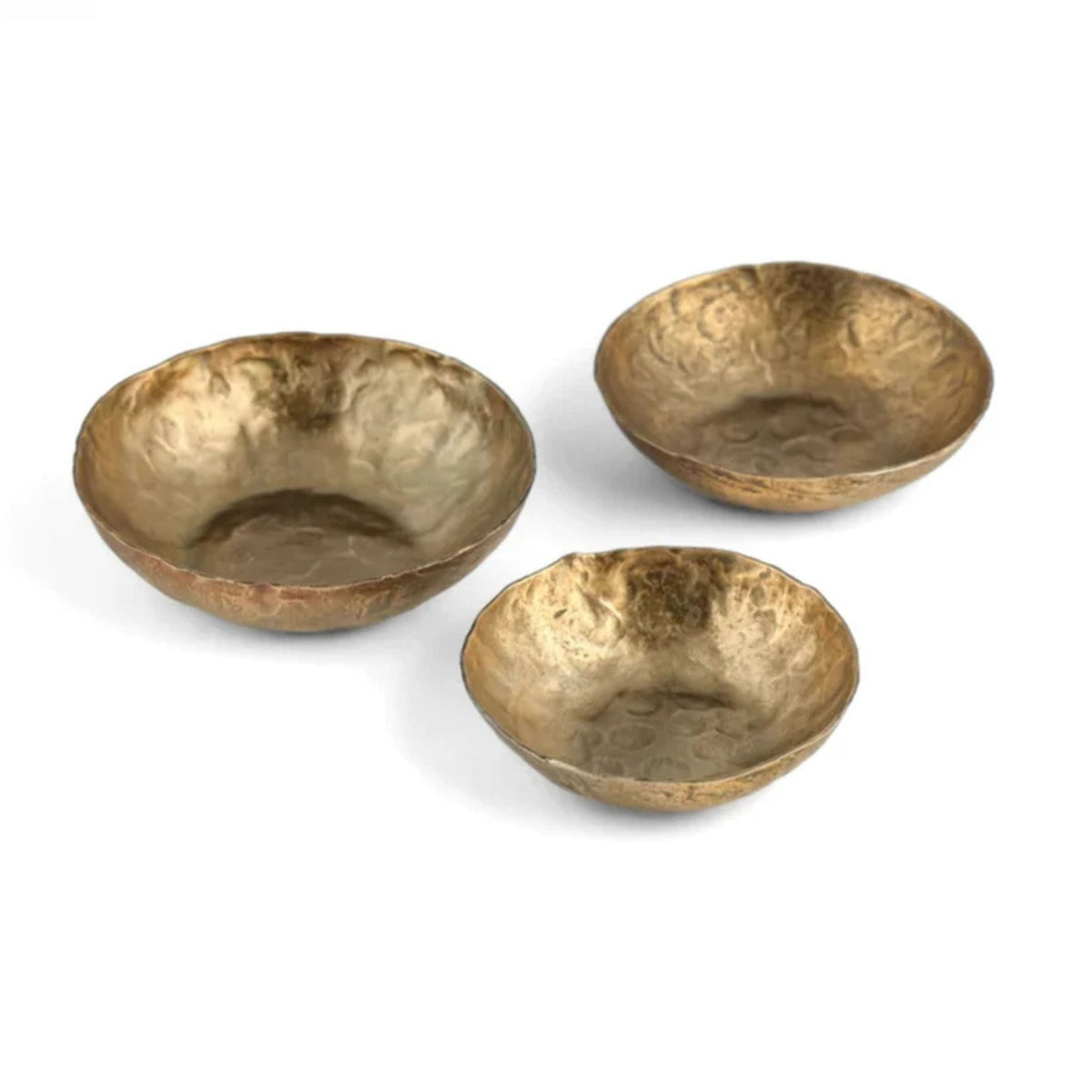 Shah Antique Brass Hammered Iron Catchall Round Bowls - Set of 3 - View 1