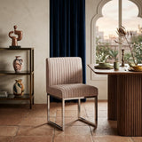 Pensel Upholstered Dining Chair with Polished Stainless Steel Frame - Art Deco & Modern Dining Seating