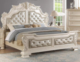 Victoria 5-Piece King Bedroom Set Traditional Ornate Off-White with Gold Accents