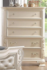 Victoria 5-Piece King Bedroom Set Traditional Ornate Off-White with Gold Accents
