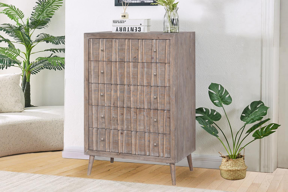 West Palm Solid Wood Bedroom Set with Bed, Dresser, Mirror & Chest