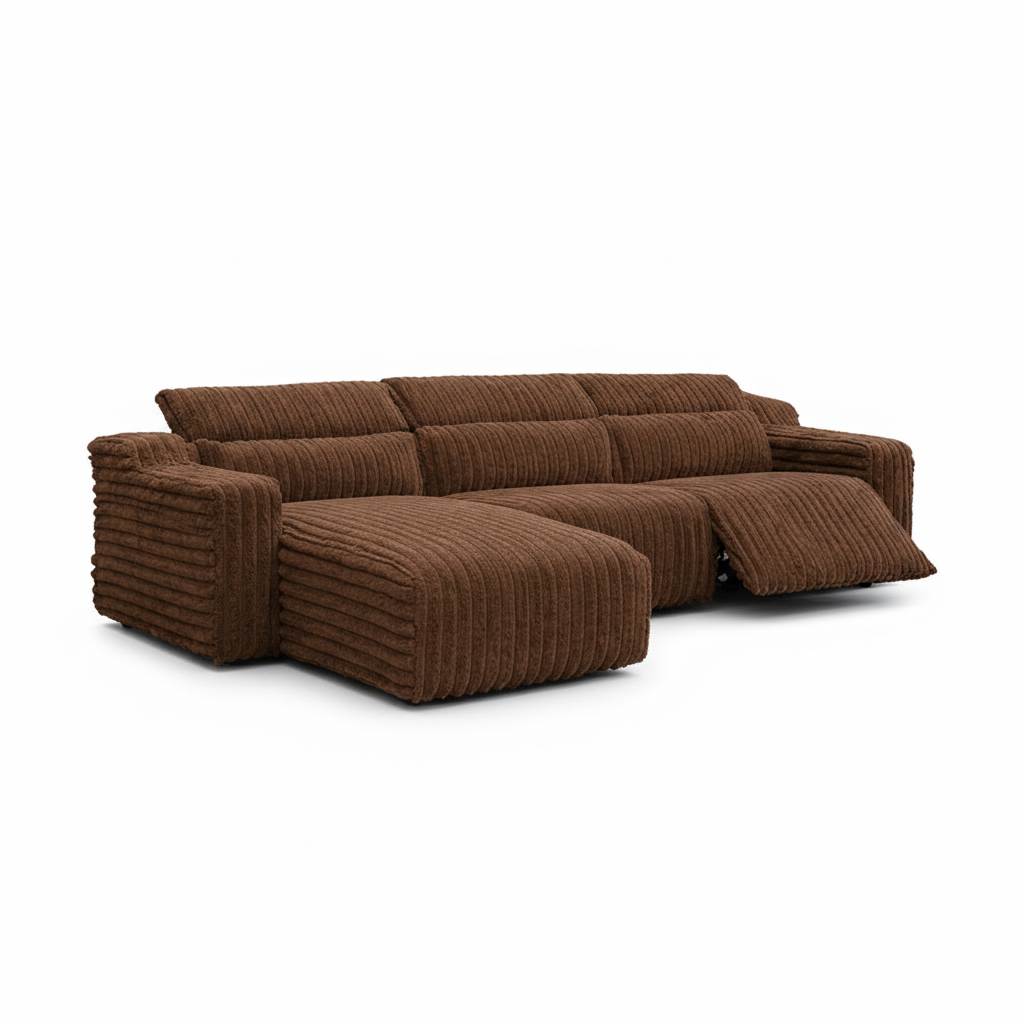 Zeal Recliner Sofa Set Power Recliner with Cup Holders & Headrests Brown
