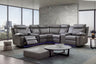 Ambient LED lighting activated on contemporary leather sectional