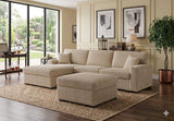 Close-up of the textured black corduroy upholstery and deep seating cushions of the FOAK sectional.