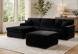 Full view of the L-shaped Georgia sectional and ottoman set showing the modular layout and modern profile.