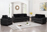 Close-up view of the Janet collection armchair showing clean-lined silhouette and plush padded back cushions.
