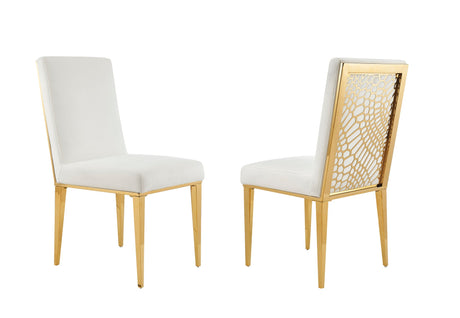 Shelly velvet dining chair set in a contemporary dining room environment.