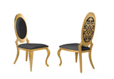 Contemporary armless velvet dining chair with polished gold legs