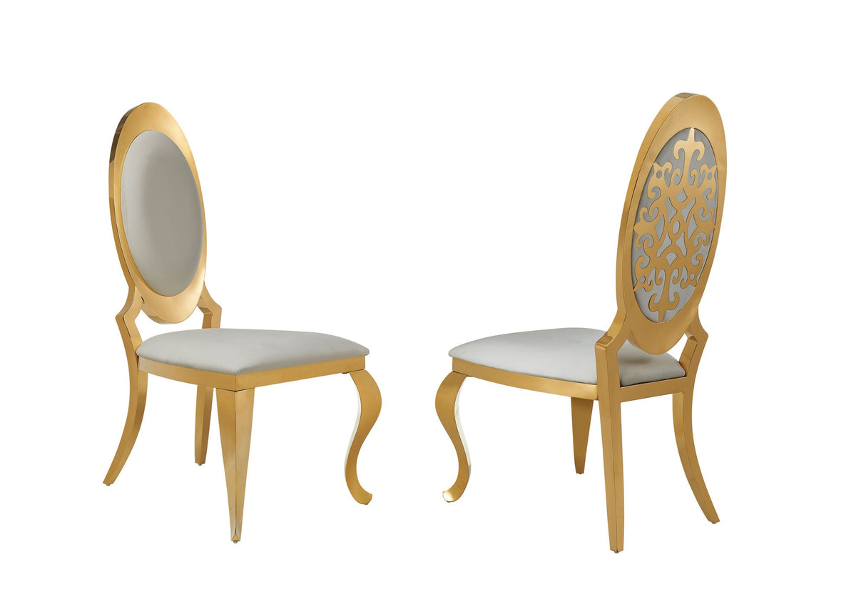 Set of modern velvet dining chairs in various colors with gold metal legs
